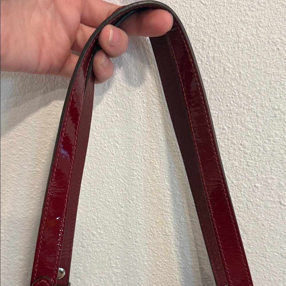 Coach Deep Red Patent Leather Shoulder Bag - Picture 8 of 10